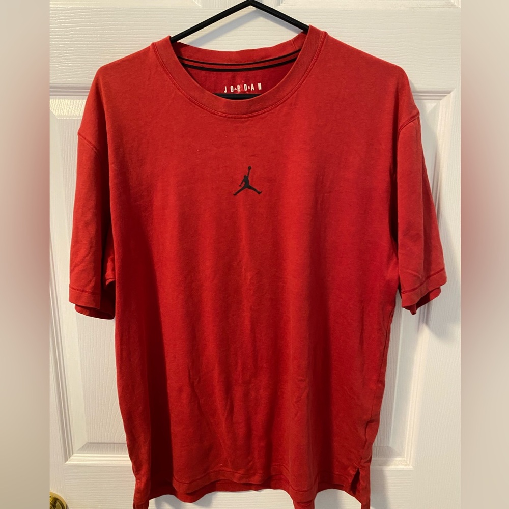 Mens Nike Jordan Gym Red Black Dri Fit Sport Short sleeve t shirt size medium